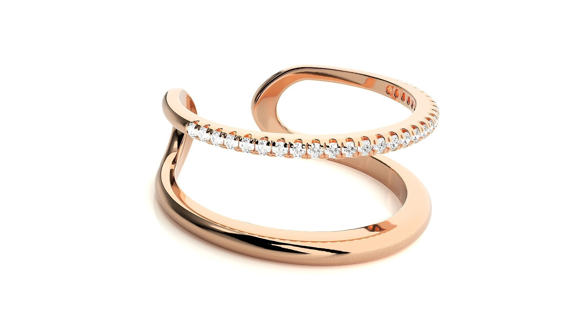 Wire Rim High Jewelry Cocktail Ring 3dm stl renders details 3D print model_1