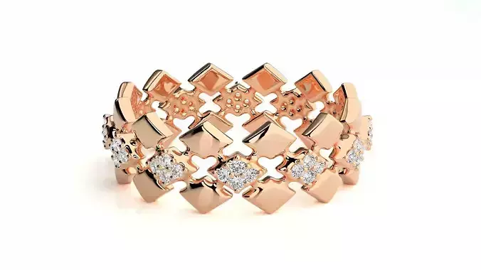 Diamond Mesh High Jewelry Cocktail Ring 3dm stl renders details