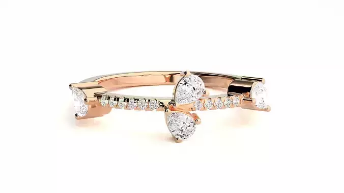 Pear Diamond High Jewelry Cocktail Ring 3dm stl renders details