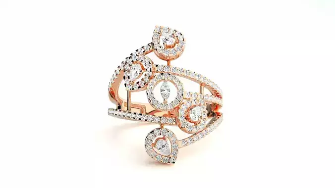  Marquise Pear Diamond Cluster High Jewelry Cocktail Ring 3D print model