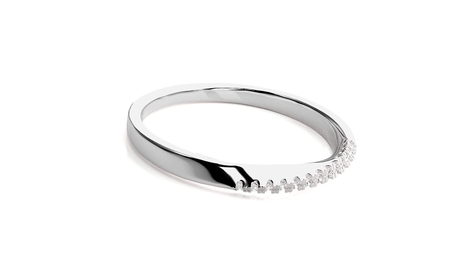 Diamond Band High Jewelry Cocktail Ring 3dm stl renders details 3D print model_5