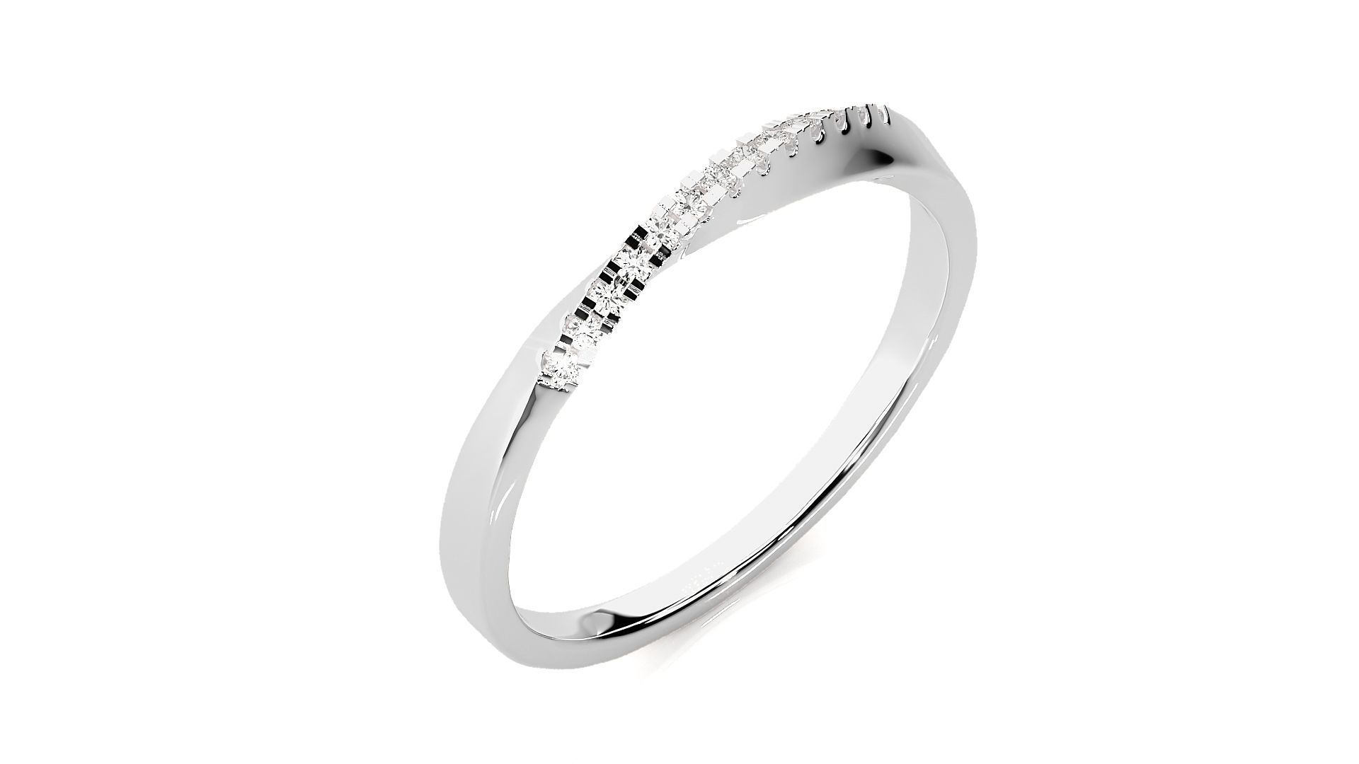 Diamond Band High Jewelry Cocktail Ring 3dm stl renders details 3D print model_6