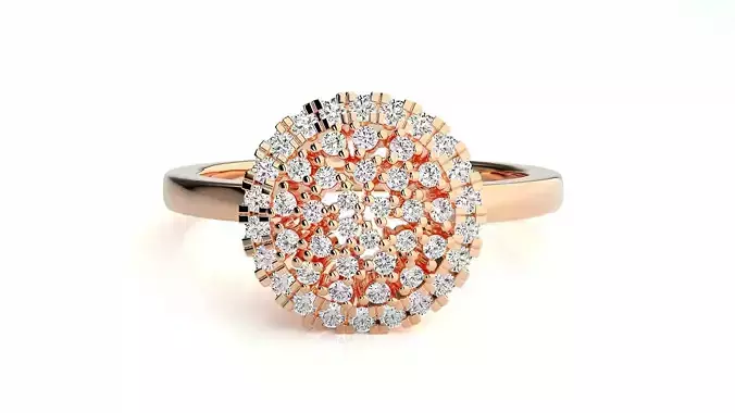 Diamond Cluster High Jewelry Cocktail Ring 3dm stl renders