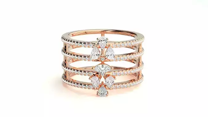  Marquise Pear Diamonds Wire rim High Jewelry Cocktail Ring 3dm 3D print model