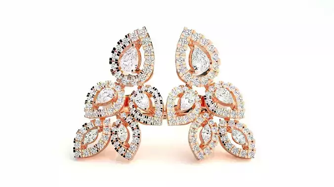 Flower Leaf Pear Diamond High Jewelry Cocktail Ring 3dm stl 