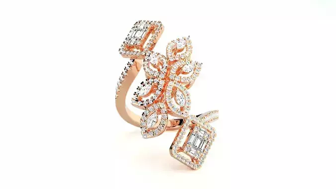Flower High Jewelry Cocktail Ring 3dm stl renders 