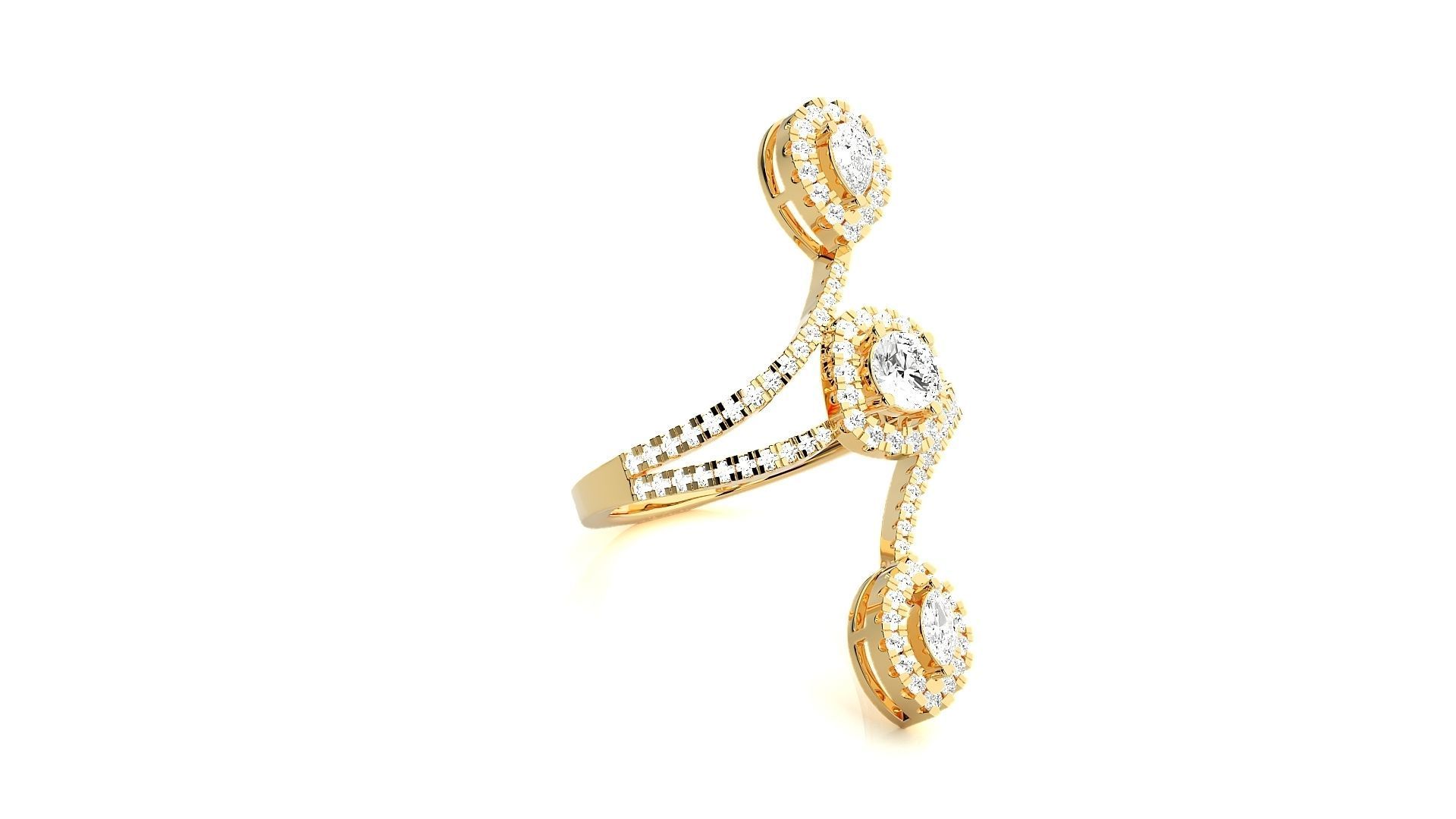 Marquise Pear Diamonds High Jewelry Cocktail Ring 3dm stl 3D print model_8