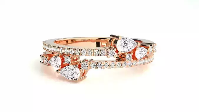 Pear Diamond High Jewelry Cocktail Ring 3dm stl renders details