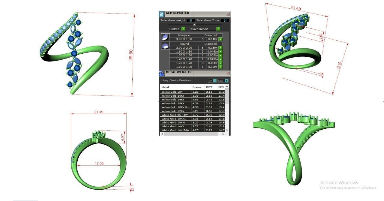 Marquise Diamonds High Jewelry Cocktail Ring 3dm stl renders 3D print model_3