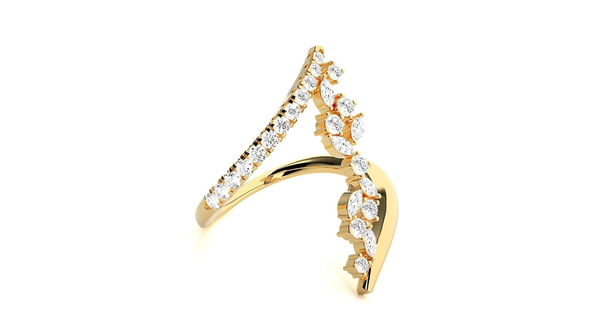 Marquise Diamonds High Jewelry Cocktail Ring 3dm stl renders 3D print model_8