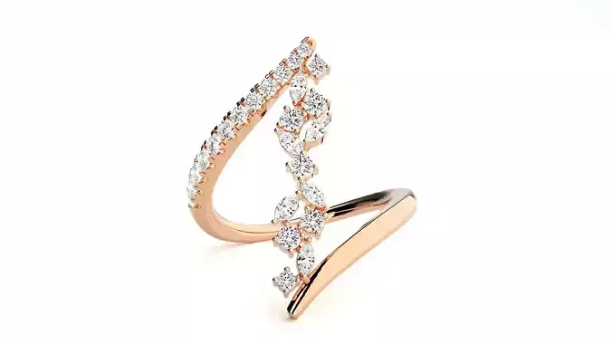  Marquise Diamonds High Jewelry Cocktail Ring 3dm stl renders 3D print model