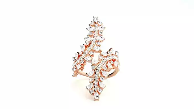 Pear Diamond High Jewelry Cocktail Ring 3dm stl renders details