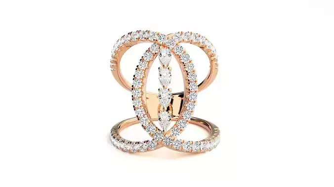Pear Diamond High Jewelry Cocktail Ring 3dm stl renders