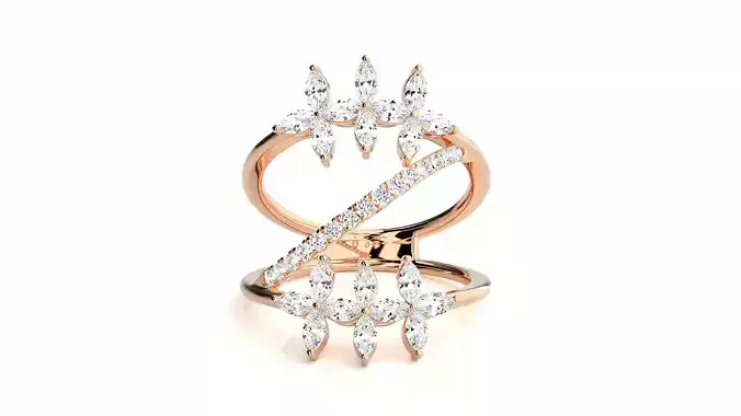  Marquise Diamonds High Jewelry Cocktail Ring 3dm stl renders 3D print model