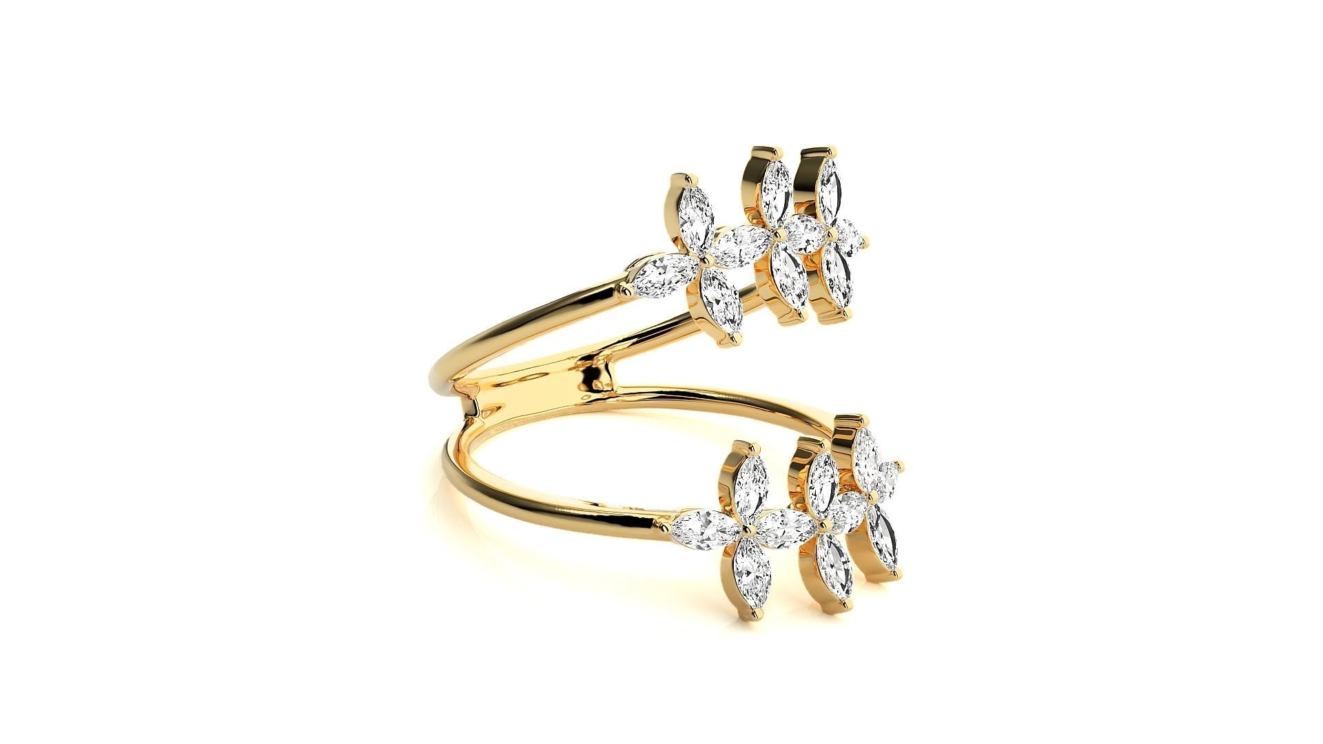 Marquise Diamonds High Jewelry Cocktail Ring 3dm stl renders 3D print model_8