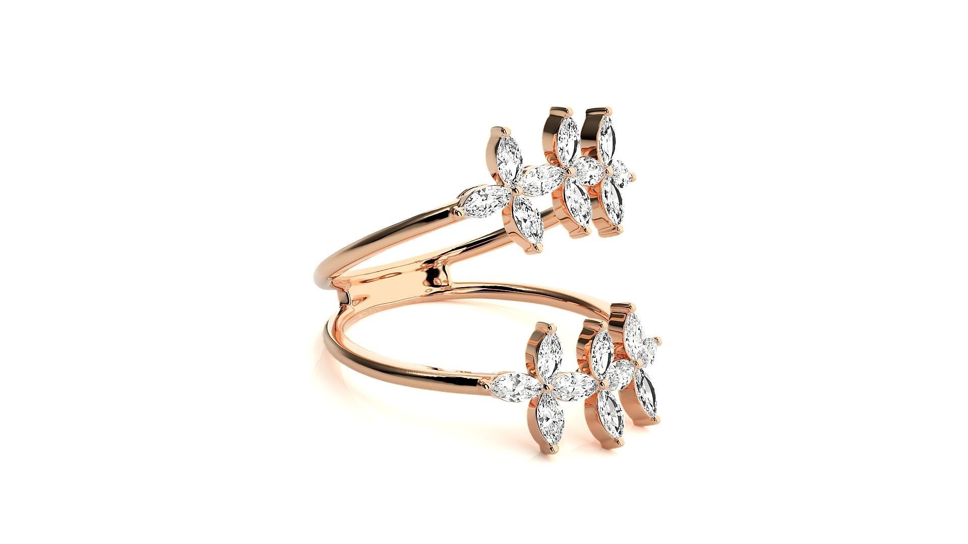 Marquise Diamonds High Jewelry Cocktail Ring 3dm stl renders 3D print model_1