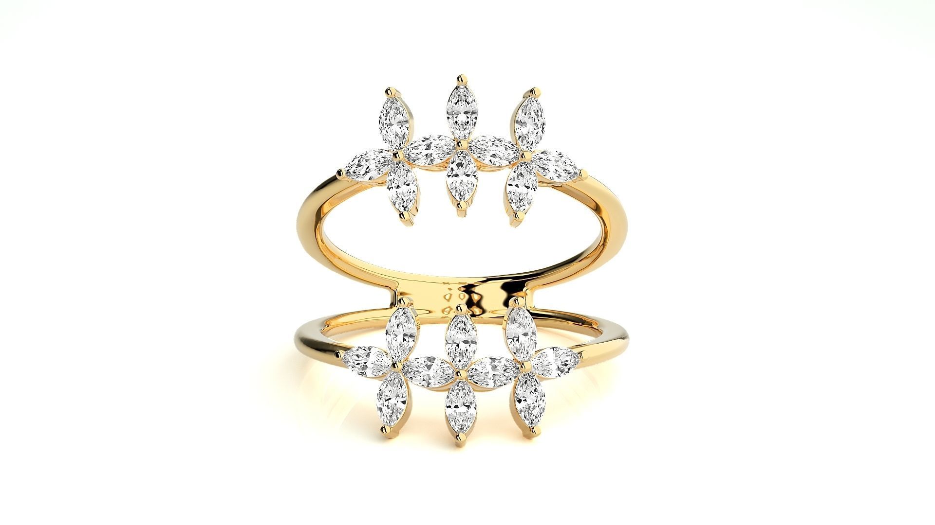 Marquise Diamonds High Jewelry Cocktail Ring 3dm stl renders 3D print model_7