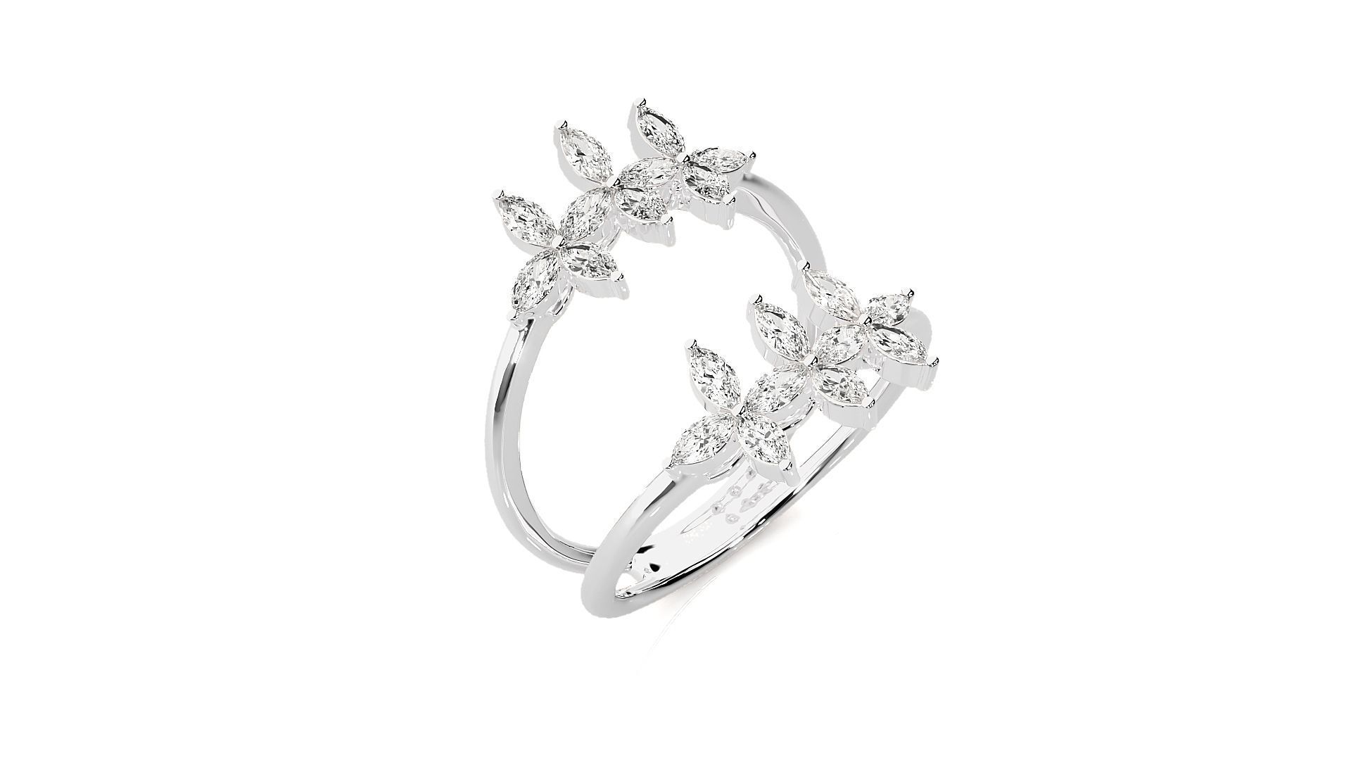 Marquise Diamonds High Jewelry Cocktail Ring 3dm stl renders 3D print model_6