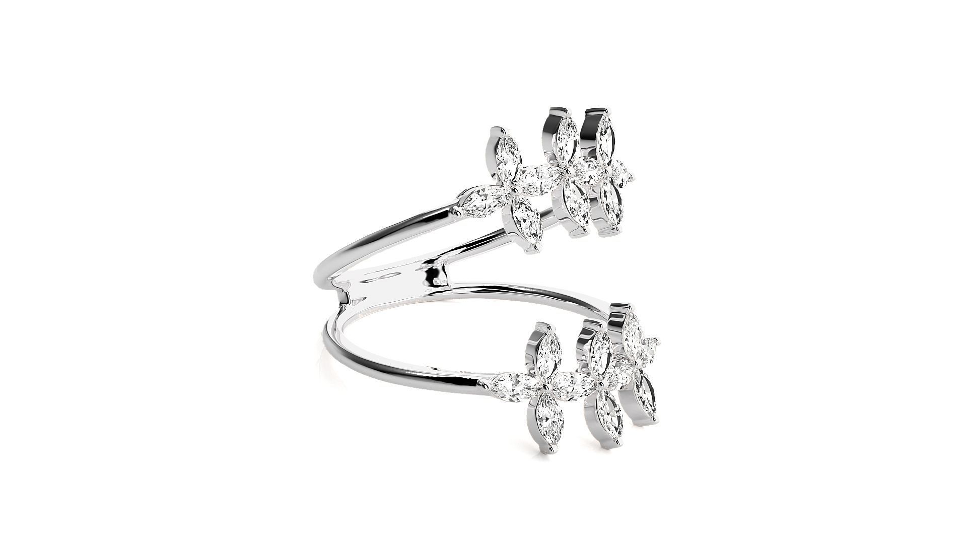 Marquise Diamonds High Jewelry Cocktail Ring 3dm stl renders 3D print model_5