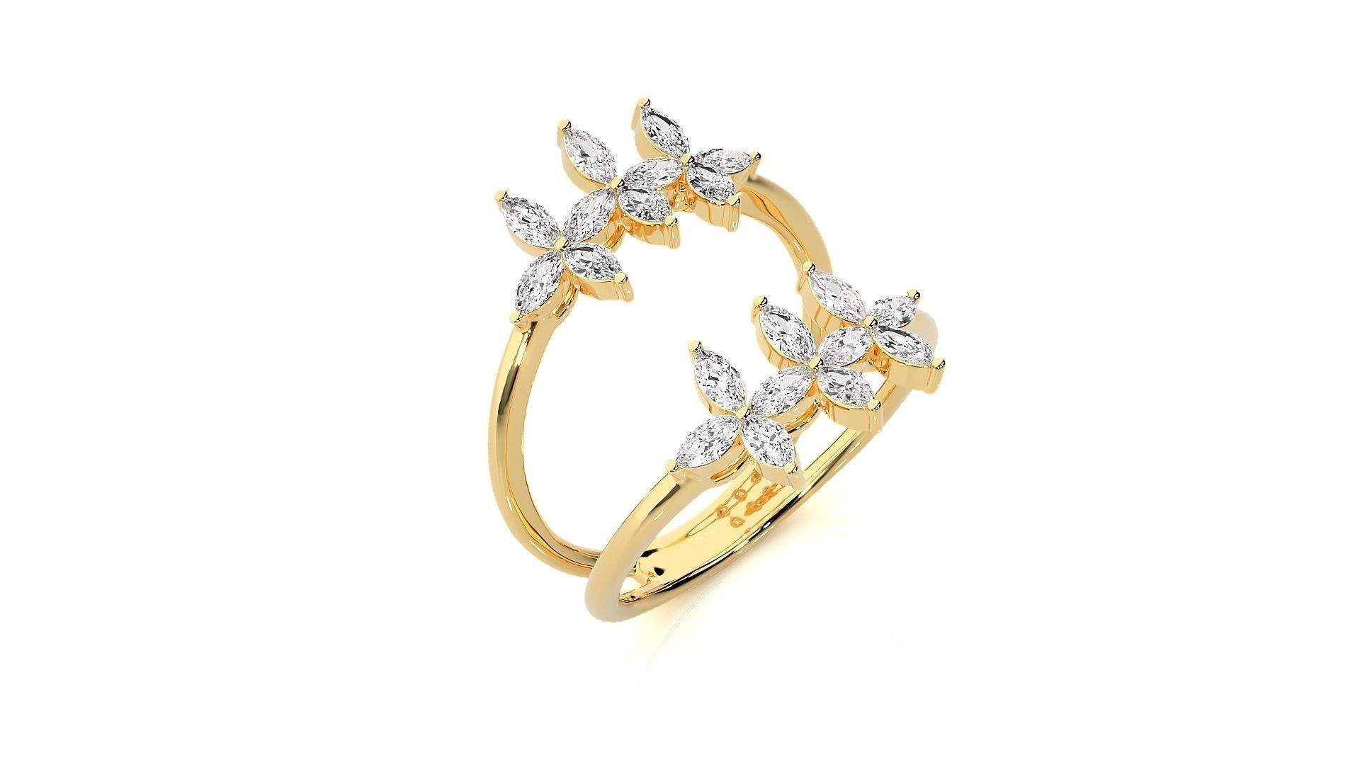 Marquise Diamonds High Jewelry Cocktail Ring 3dm stl renders 3D print model_9