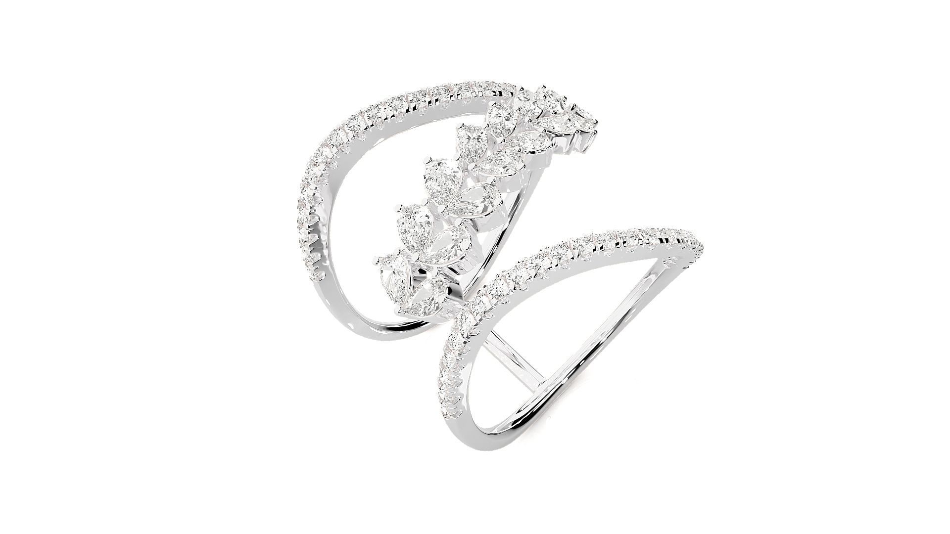 Marquise Diamonds High Jewelry Cocktail Ring 3dm stl renders 3D print model_6