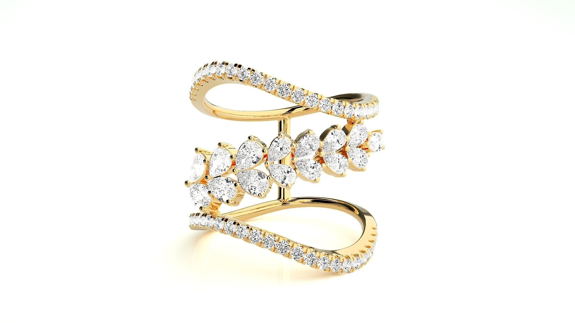 Marquise Diamonds High Jewelry Cocktail Ring 3dm stl renders 3D print model_7