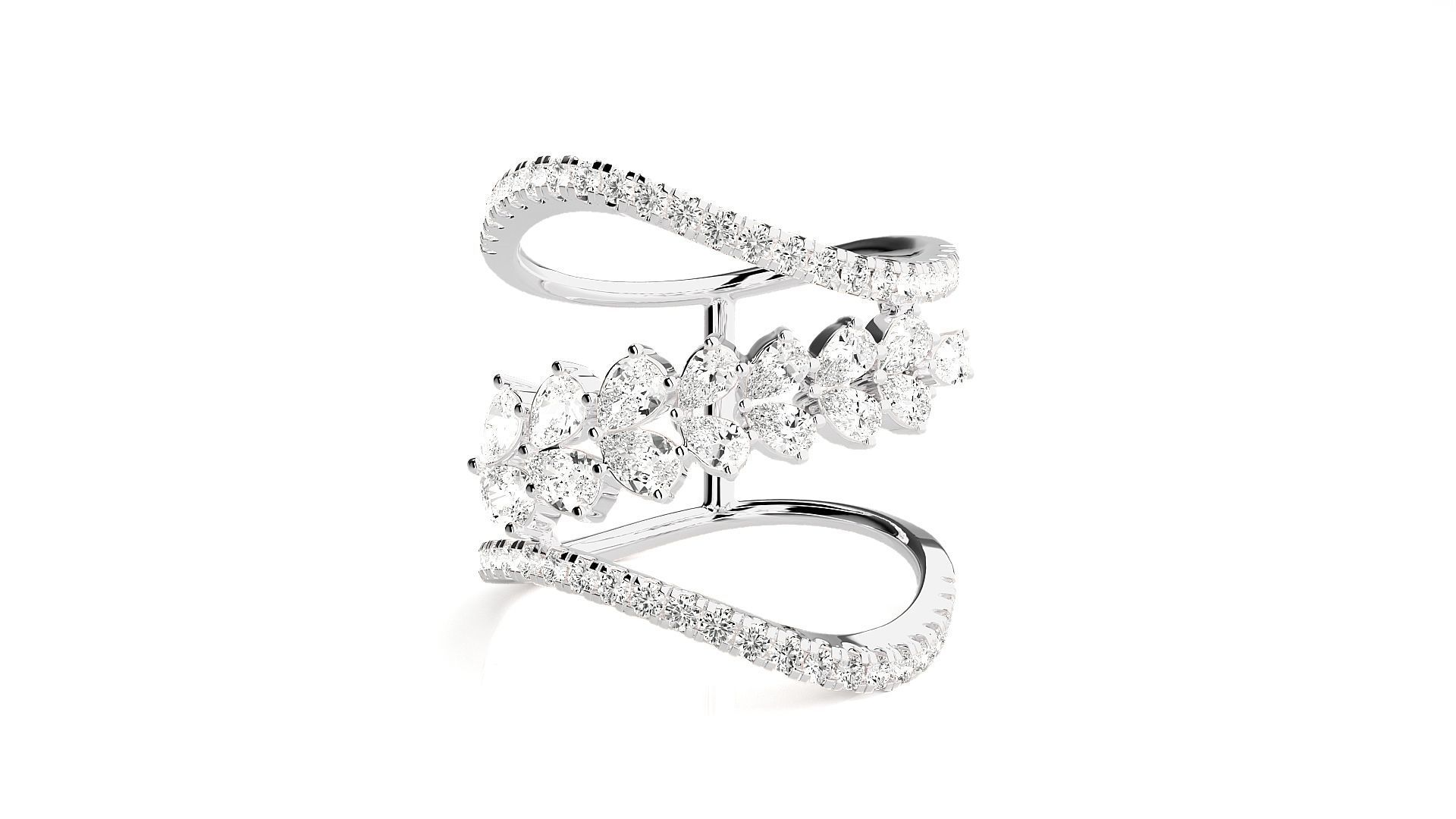 Marquise Diamonds High Jewelry Cocktail Ring 3dm stl renders 3D print model_4