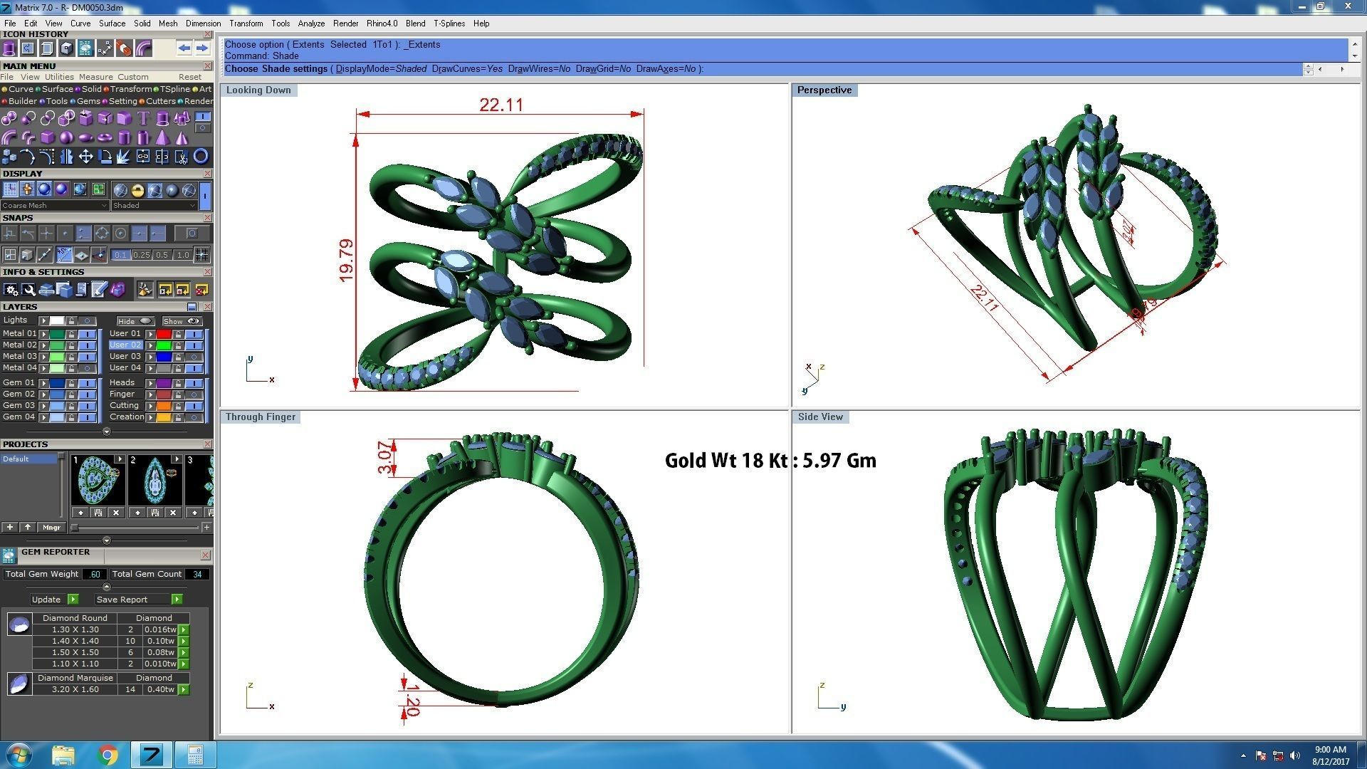 Marquise Diamonds High Jewelry Cocktail Ring 3dm stl renders 3D print model_3