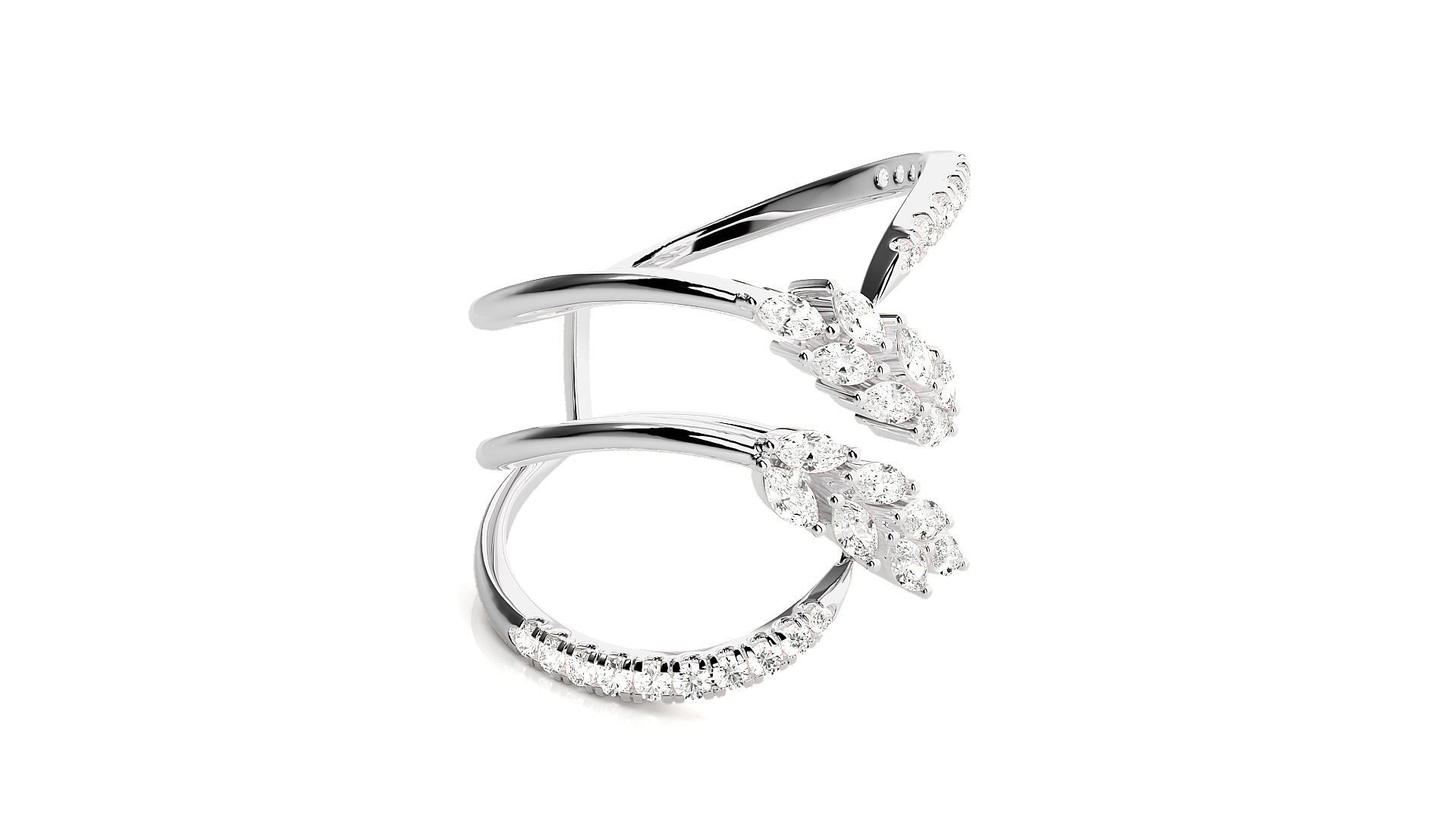 Marquise Diamonds High Jewelry Cocktail Ring 3dm stl renders 3D print model_5