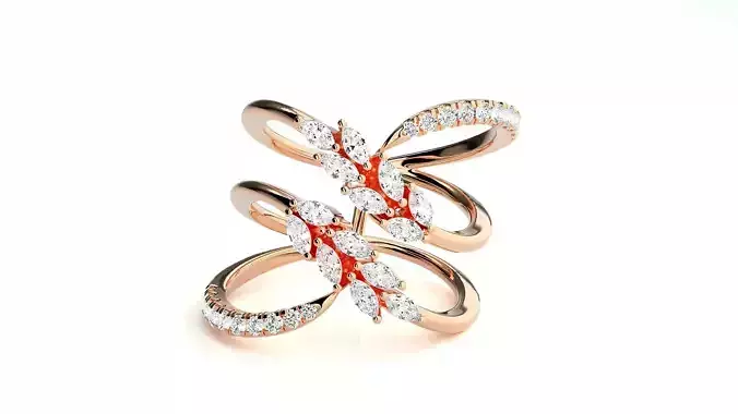  Marquise Diamonds High Jewelry Cocktail Ring 3dm stl renders 3D print model