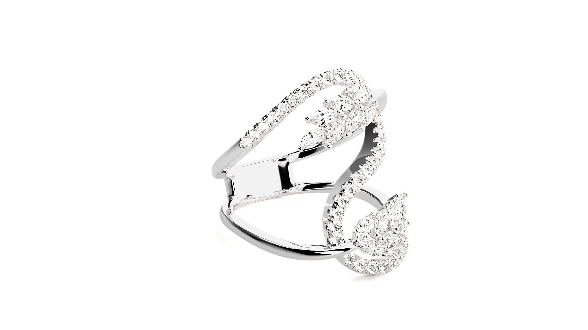 Marquise Diamonds High Jewelry Cocktail Ring 3dm stl renders 3D print model_5