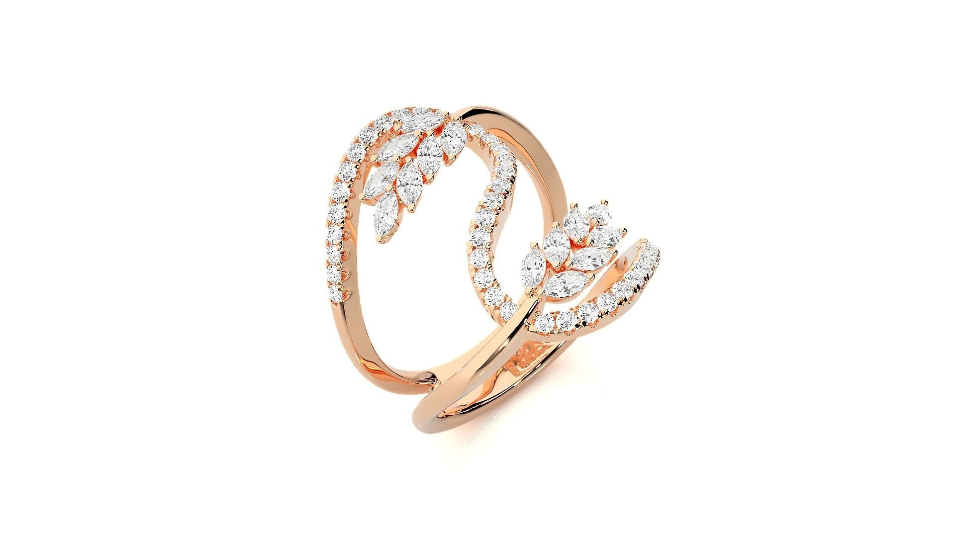 Marquise Diamonds High Jewelry Cocktail Ring 3dm stl renders 3D print model_2