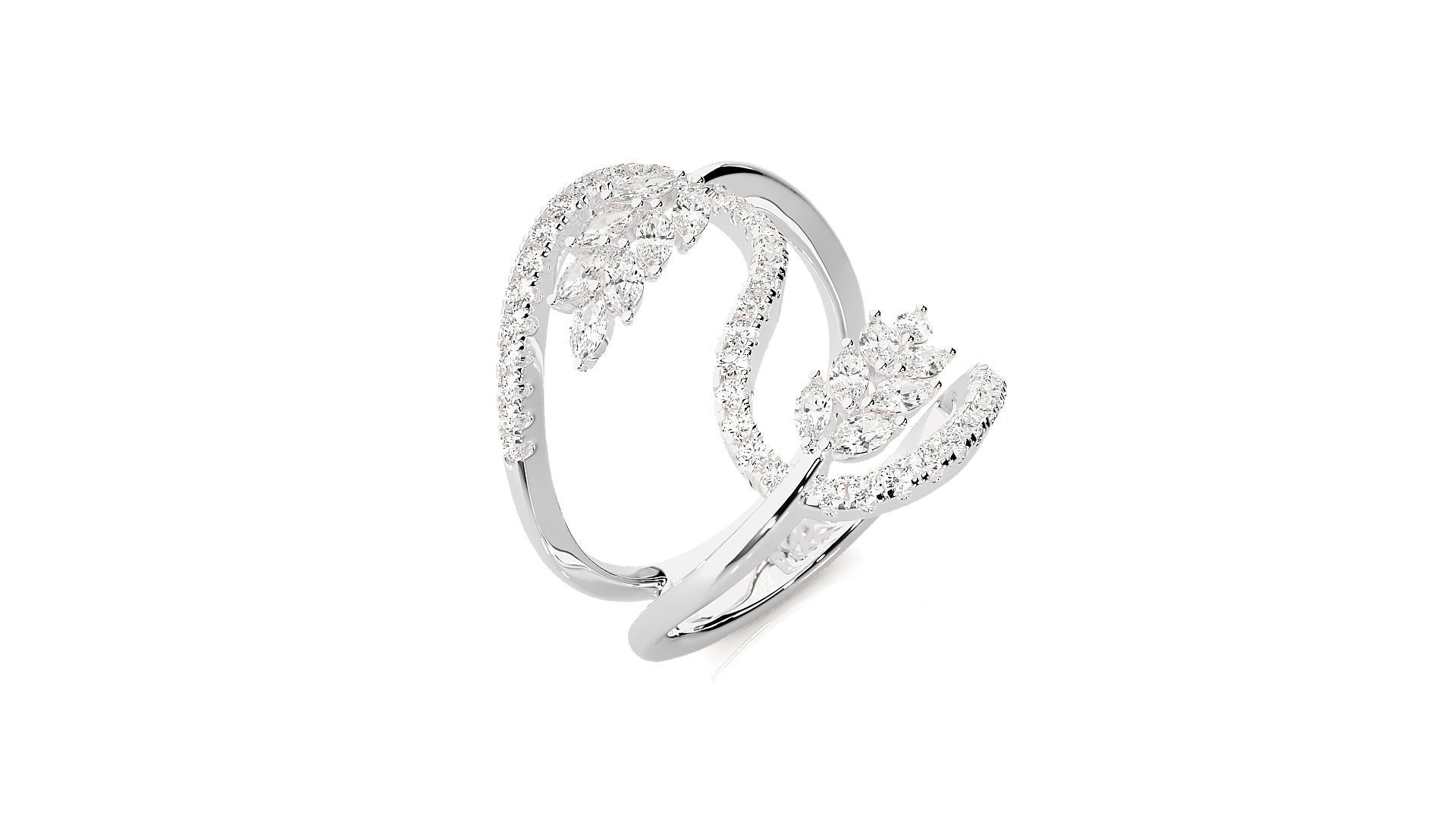 Marquise Diamonds High Jewelry Cocktail Ring 3dm stl renders 3D print model_6