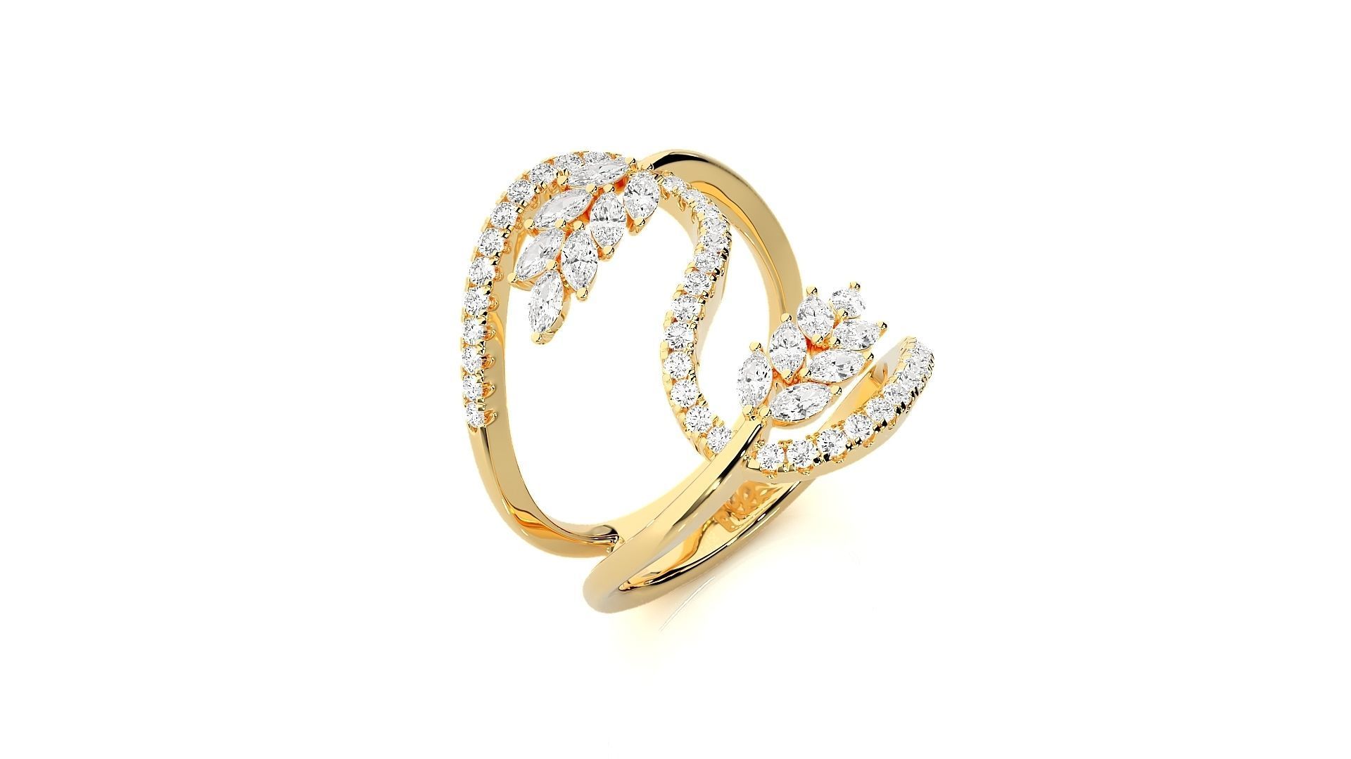 Marquise Diamonds High Jewelry Cocktail Ring 3dm stl renders 3D print model_9