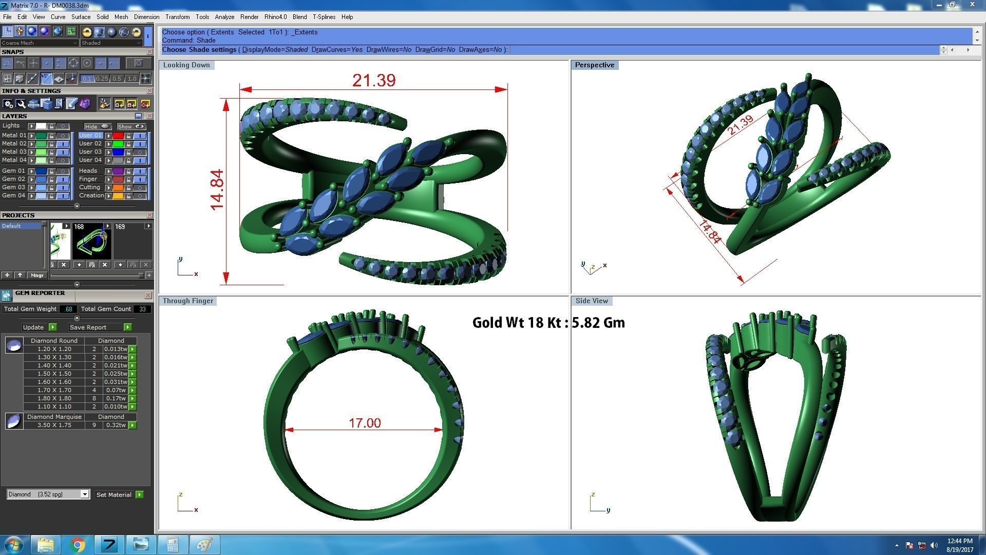 Marquise Diamonds High Jewelry Cocktail Ring 3dm stl renders 3D print model_4