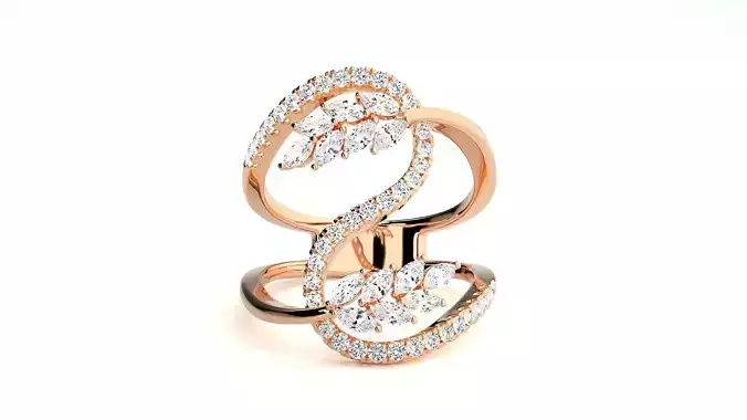  Marquise Diamonds High Jewelry Cocktail Ring 3dm stl renders 3D print model