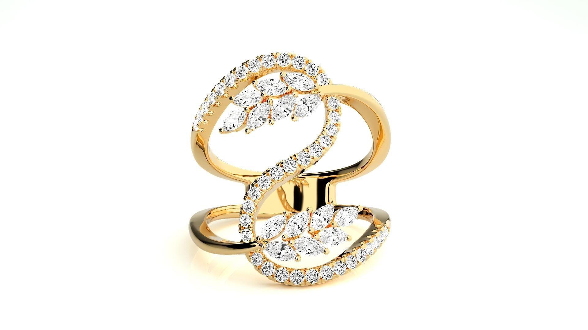 Marquise Diamonds High Jewelry Cocktail Ring 3dm stl renders 3D print model_7