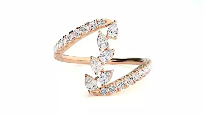 Pear Diamond High Jewelry Cocktail Ring 3dm stl renders