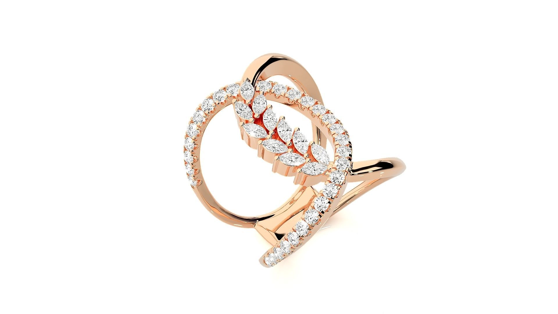 Marquise Diamonds High Jewelry Cocktail Ring 3dm stl renders 3D print model_2