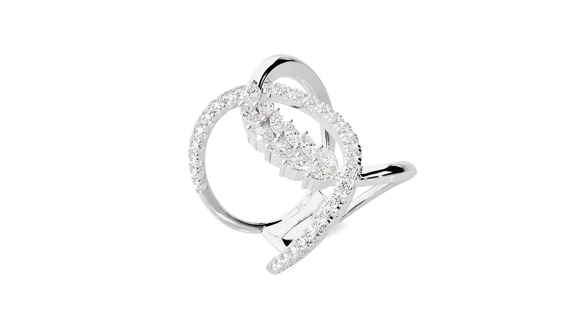 Marquise Diamonds High Jewelry Cocktail Ring 3dm stl renders 3D print model_6