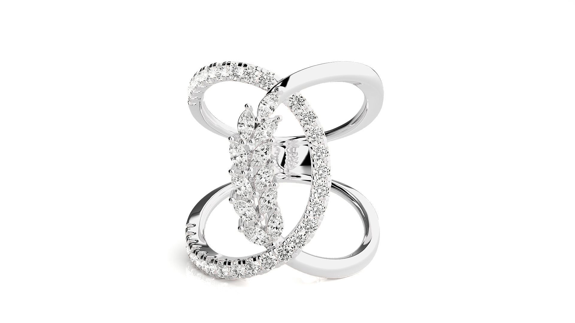 Marquise Diamonds High Jewelry Cocktail Ring 3dm stl renders 3D print model_4