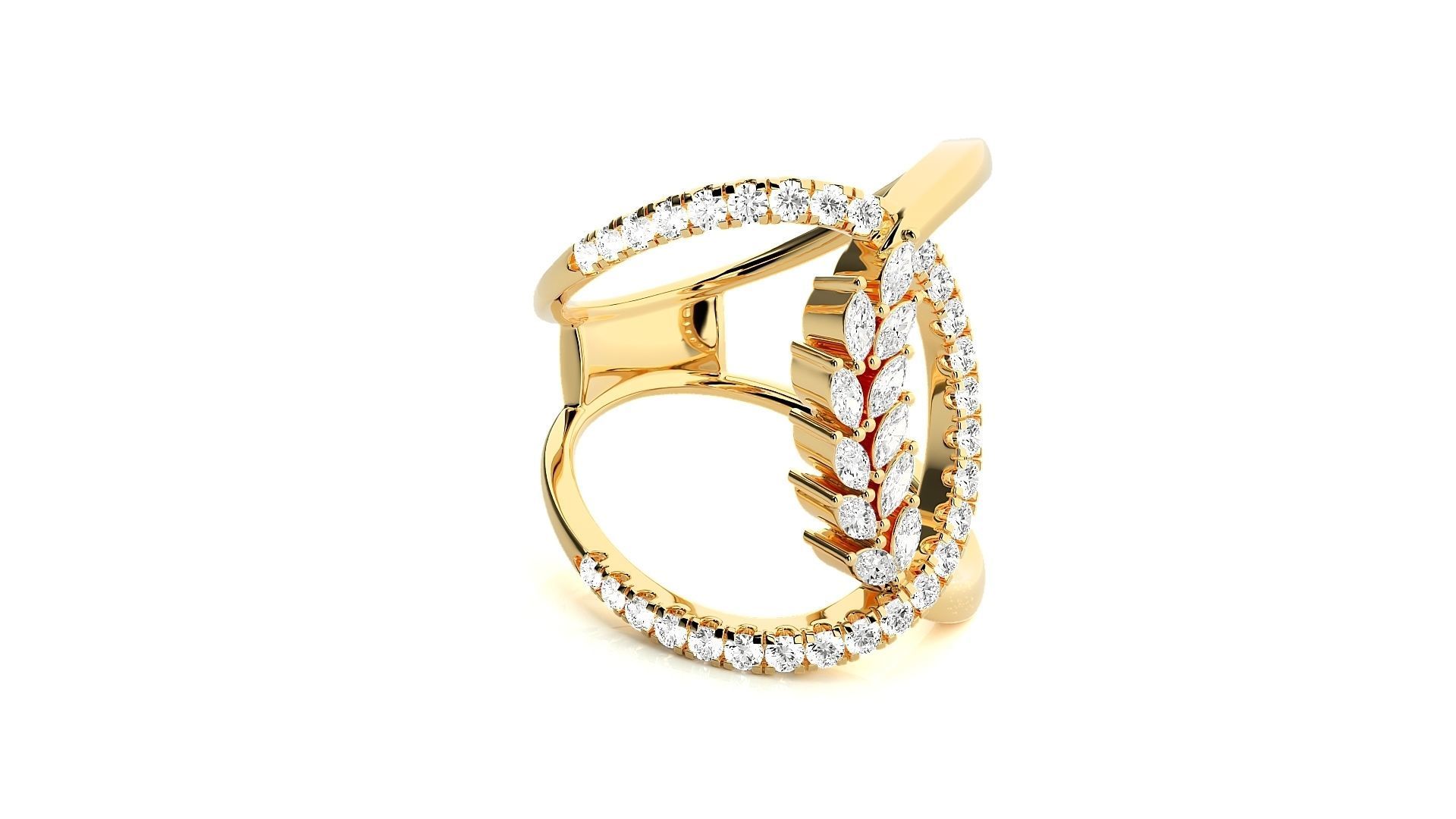 Marquise Diamonds High Jewelry Cocktail Ring 3dm stl renders 3D print model_8