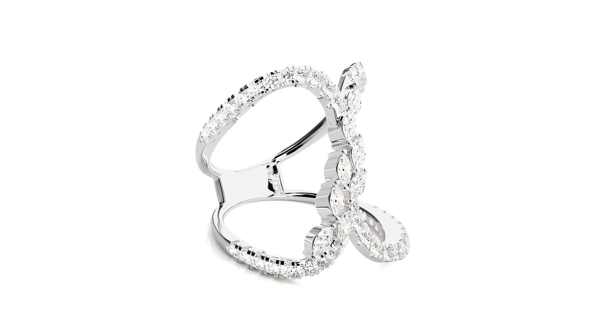 Marquise Diamonds High Jewelry Cocktail Ring 3dm stl renders 3D print model_5