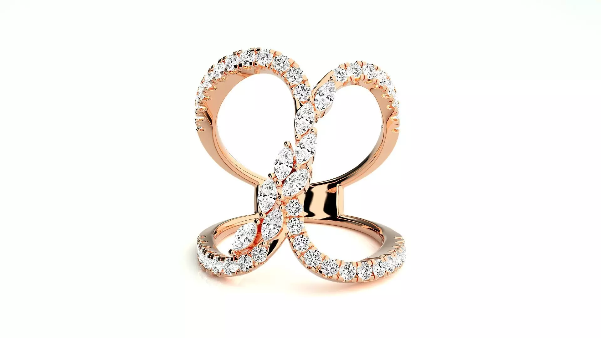 Marquise Diamonds High Jewelry Cocktail Ring 3dm stl renders 3D print model_0