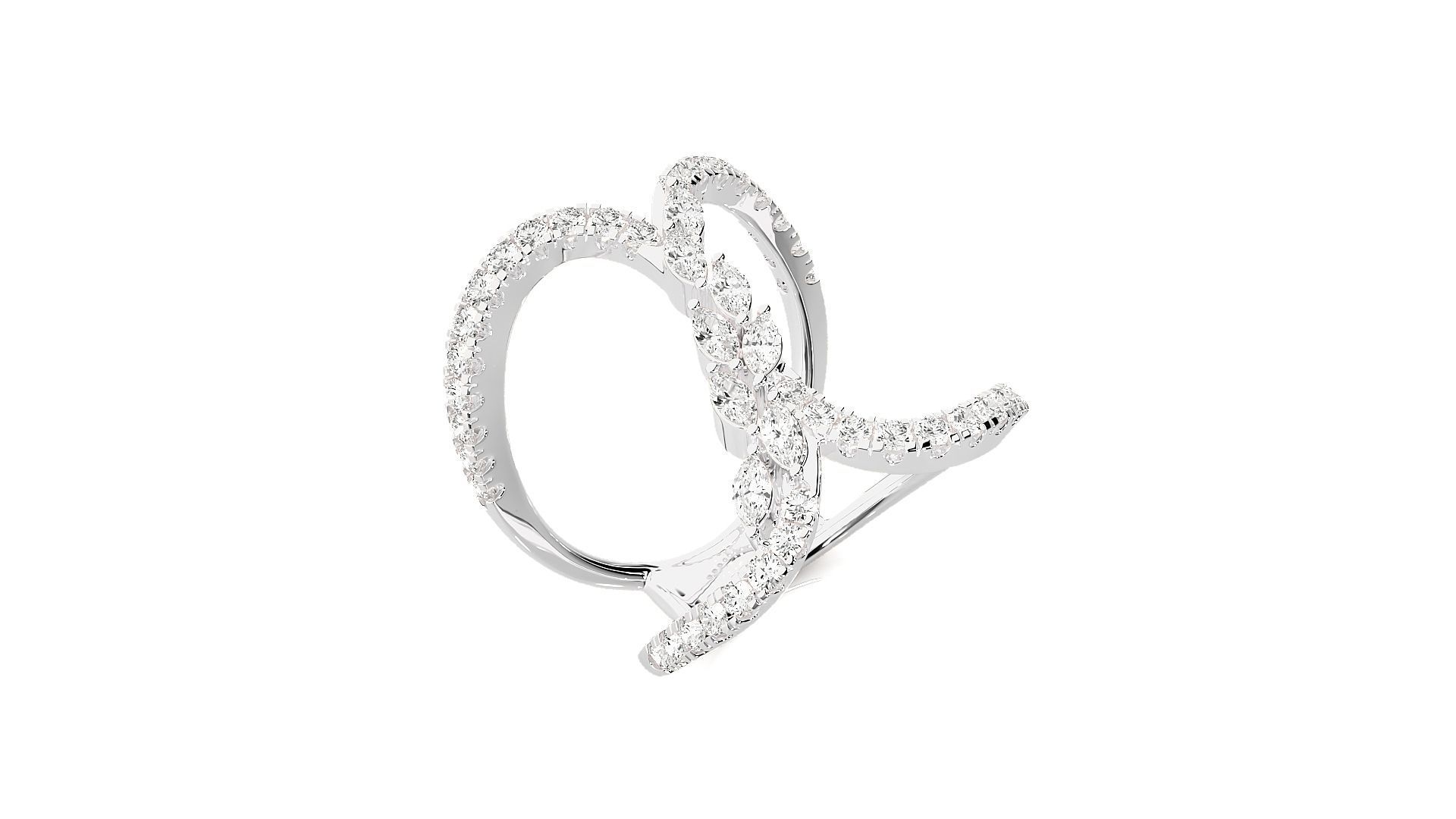 Marquise Diamonds High Jewelry Cocktail Ring 3dm stl renders 3D print model_6