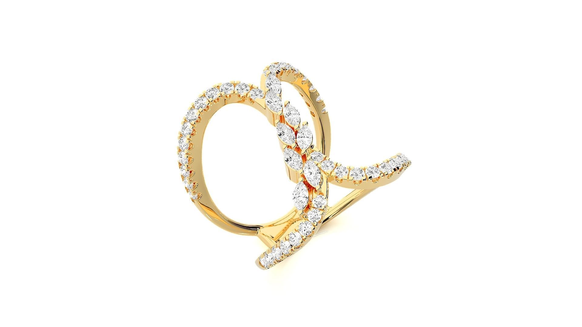 Marquise Diamonds High Jewelry Cocktail Ring 3dm stl renders 3D print model_9