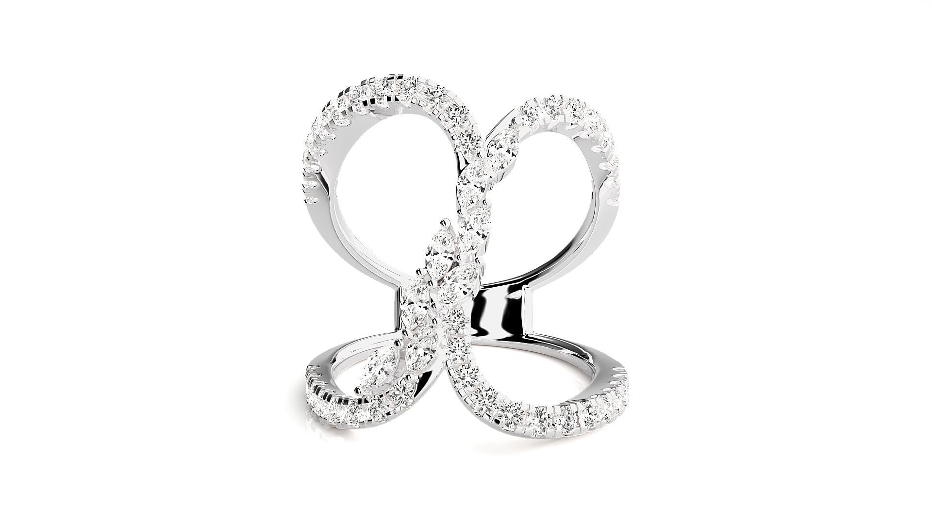 Marquise Diamonds High Jewelry Cocktail Ring 3dm stl renders 3D print model_4