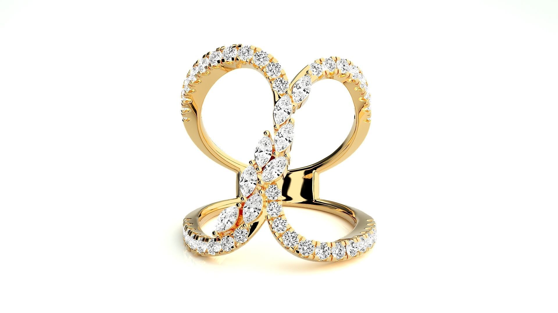 Marquise Diamonds High Jewelry Cocktail Ring 3dm stl renders 3D print model_7