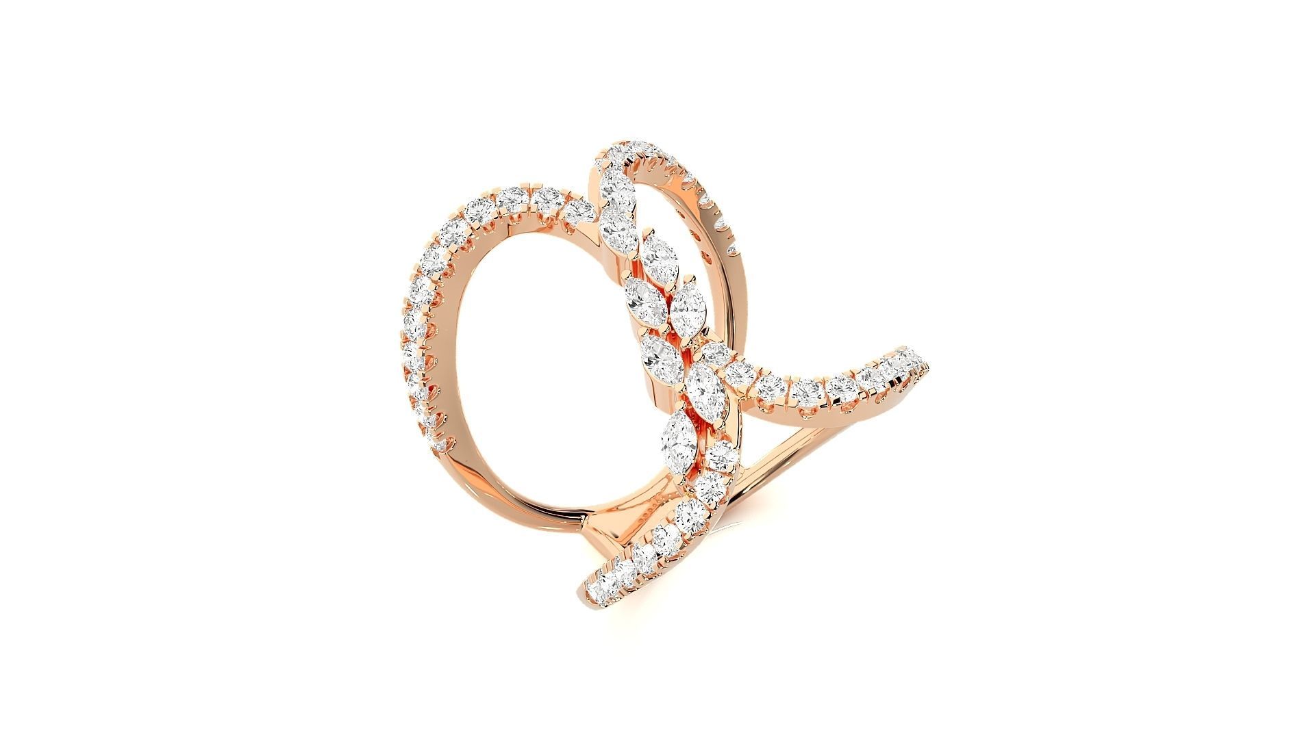 Marquise Diamonds High Jewelry Cocktail Ring 3dm stl renders 3D print model_2
