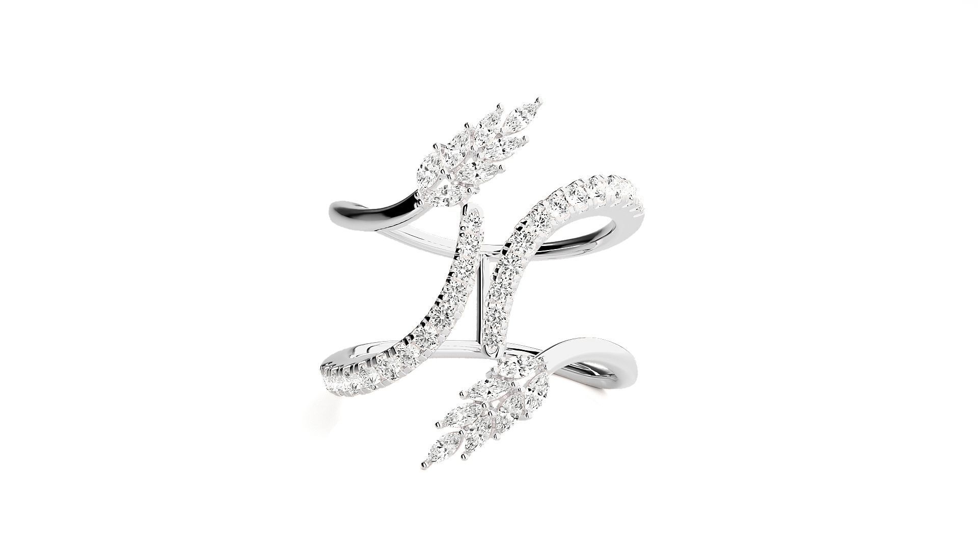 Marquise Diamonds High Jewelry Cocktail Ring 3dm stl renders 3D print model_3